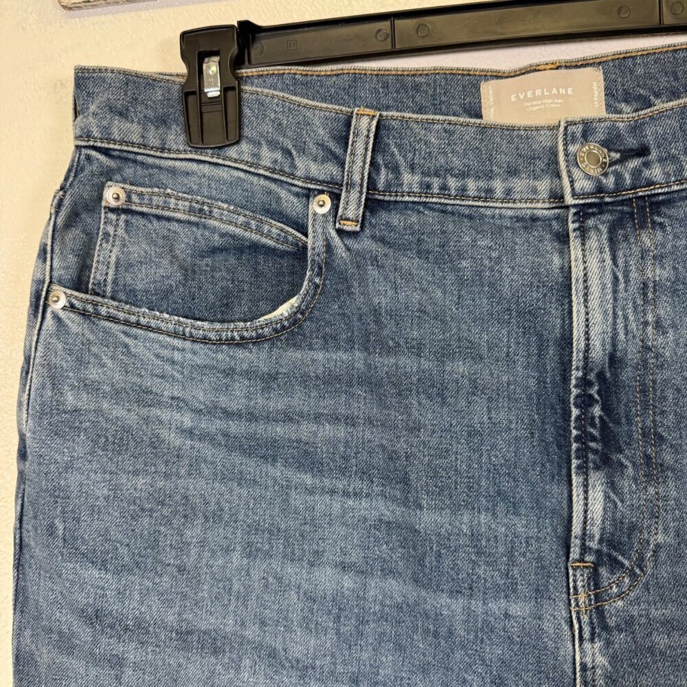 Everlane The Way High Organic Cotton Jeans High Rise Straight Regular 34 Raw Hem - Picture 13 of 14